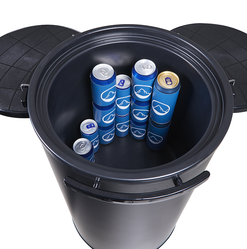 Cooler, round with wheels - display cooler - black - GCPT45 - Topview Trays no lid stocked