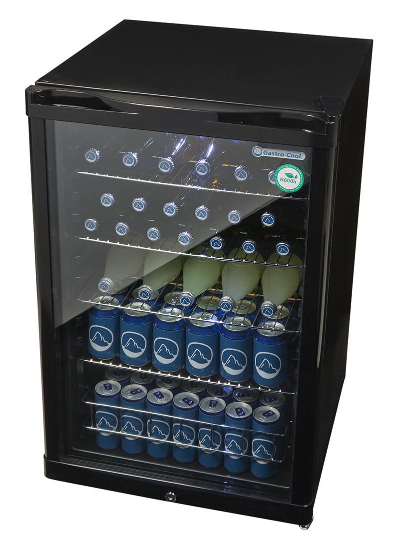 Gastro-Cool Glass Door Cooler for bottles - black - GCGD155 Side full