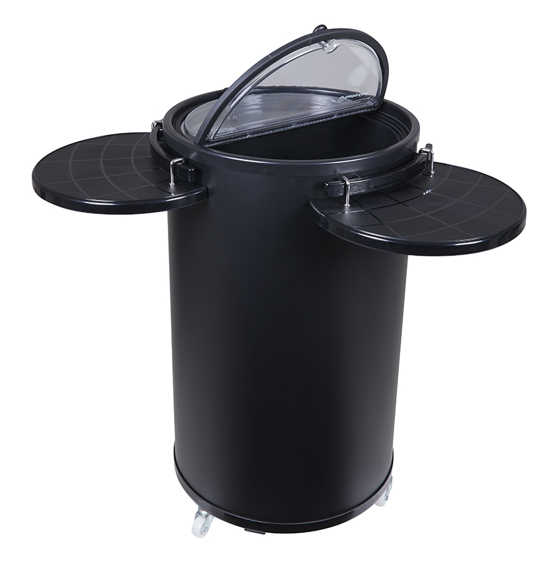 Cooler, round with wheels - display cooler - black - GCPT45 - Frontview Trays