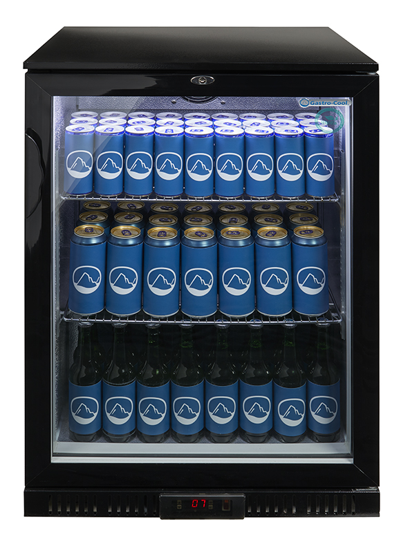 Back Bar Cooler - glass door - self-closing - black - GCUC100 - front view filled