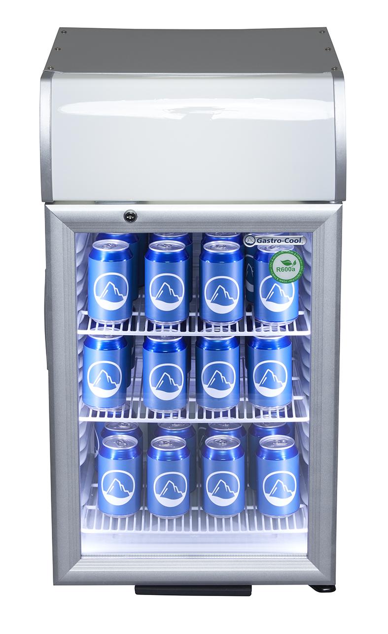 Gastro-Cool - Cooler with display - silver - LED - GCDC50 - front view filled