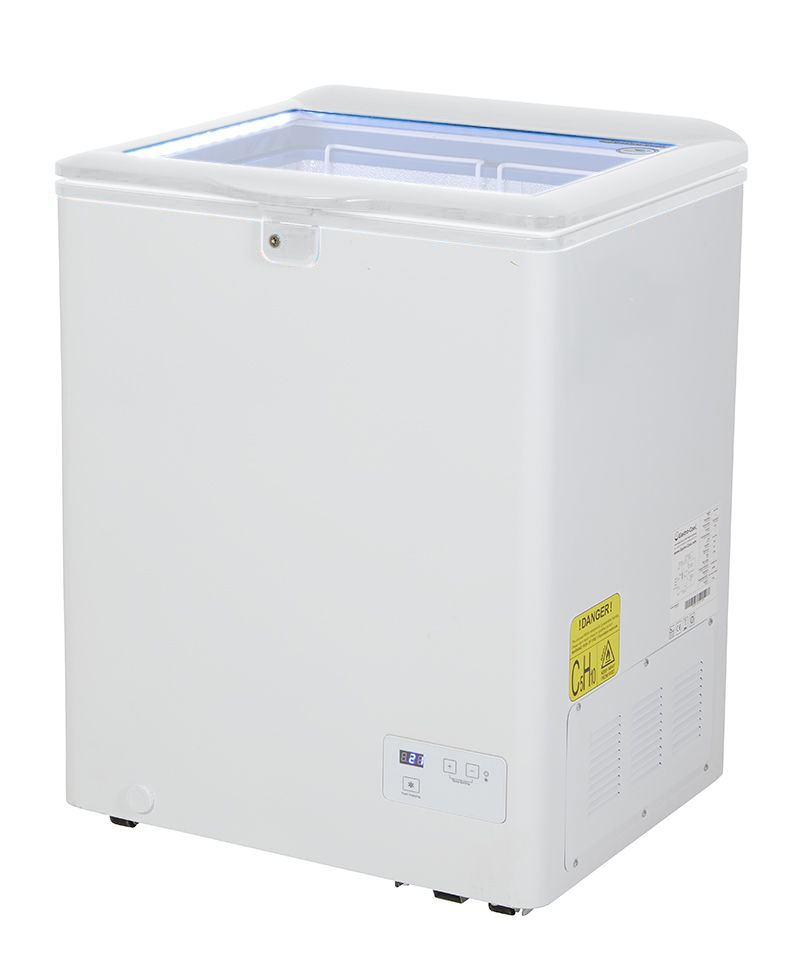 Chest Freezer with glass lid and two flexible wire baskets - white/white - GCFC100