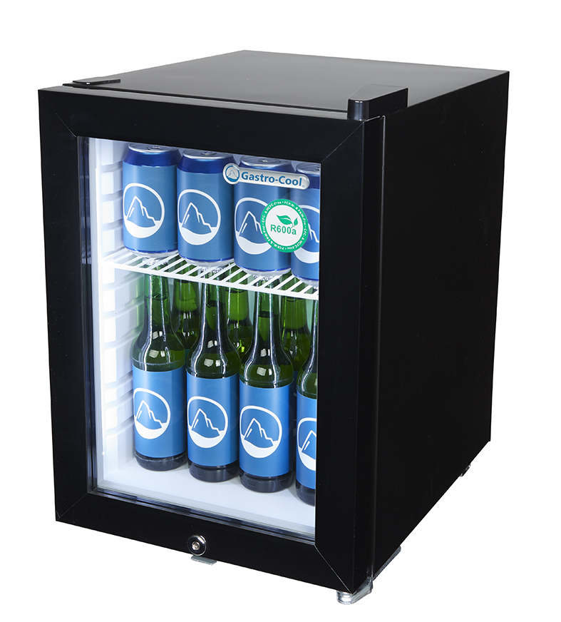 Gastro-Cool - Back Bar Cooler - mini - for POS advertising - black/white - LED - GCKW25 - laterally filled