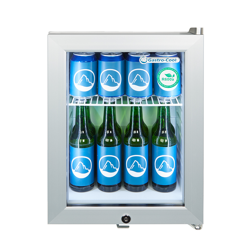 Gastro-Cool Mini cooler for petrol station or gastronomy - Mini Fridge - silver - GCKW25 front view full