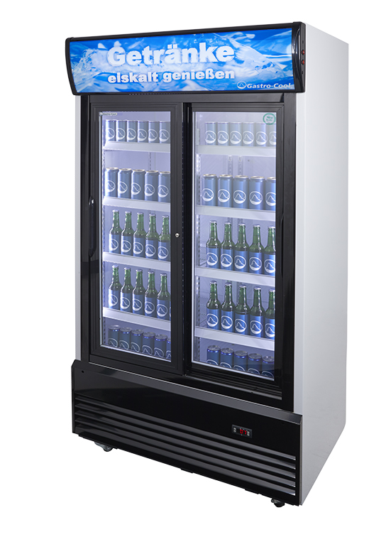 Gastro-Cool - Bottle Cooler - extra large - black - sliding door - GCDC800SD - laterally filled