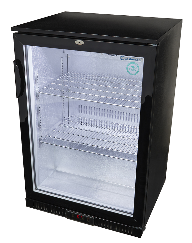 Gastro-Cool - Back Bar Cooler - glass door - self-closing - black - GCUC100 - tilted front