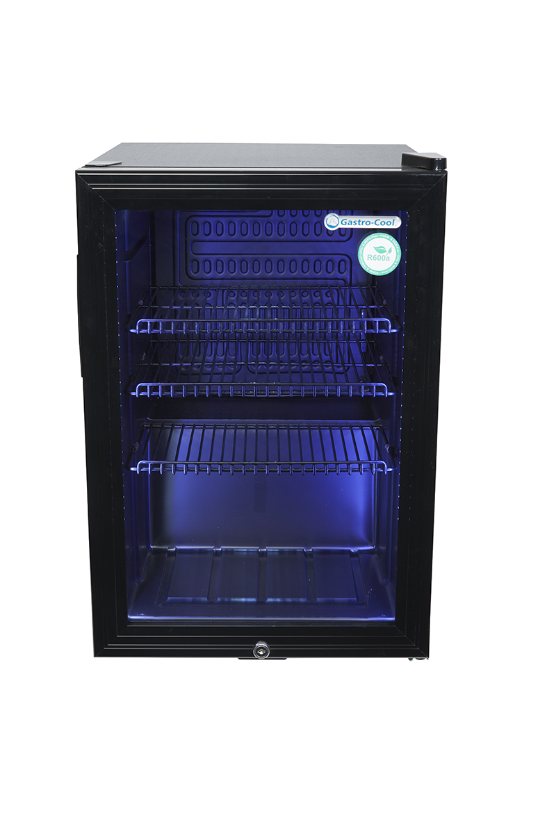 Gastro-Cool - Bottle Cooler with glass door - black - high-performance LED - GCKW65 - front view empty