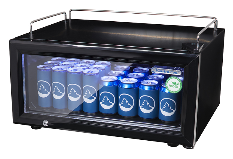 Gastro-Cool Glass Door Cooler - small and flat - counter - bar - space-saving - black - GCGD15 Side full