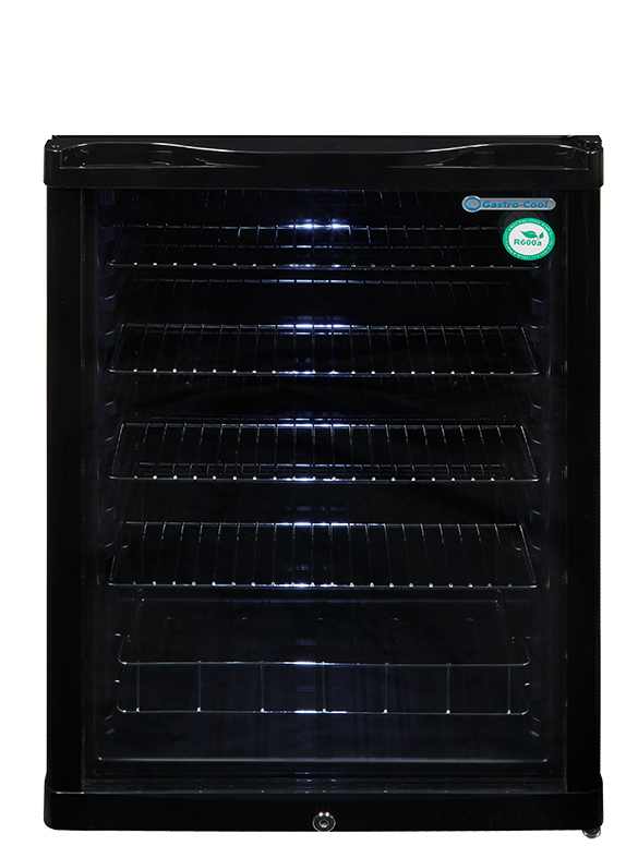 Gastro-Cool Glass Door Cooler for bottles - black - GCGD155 Side full