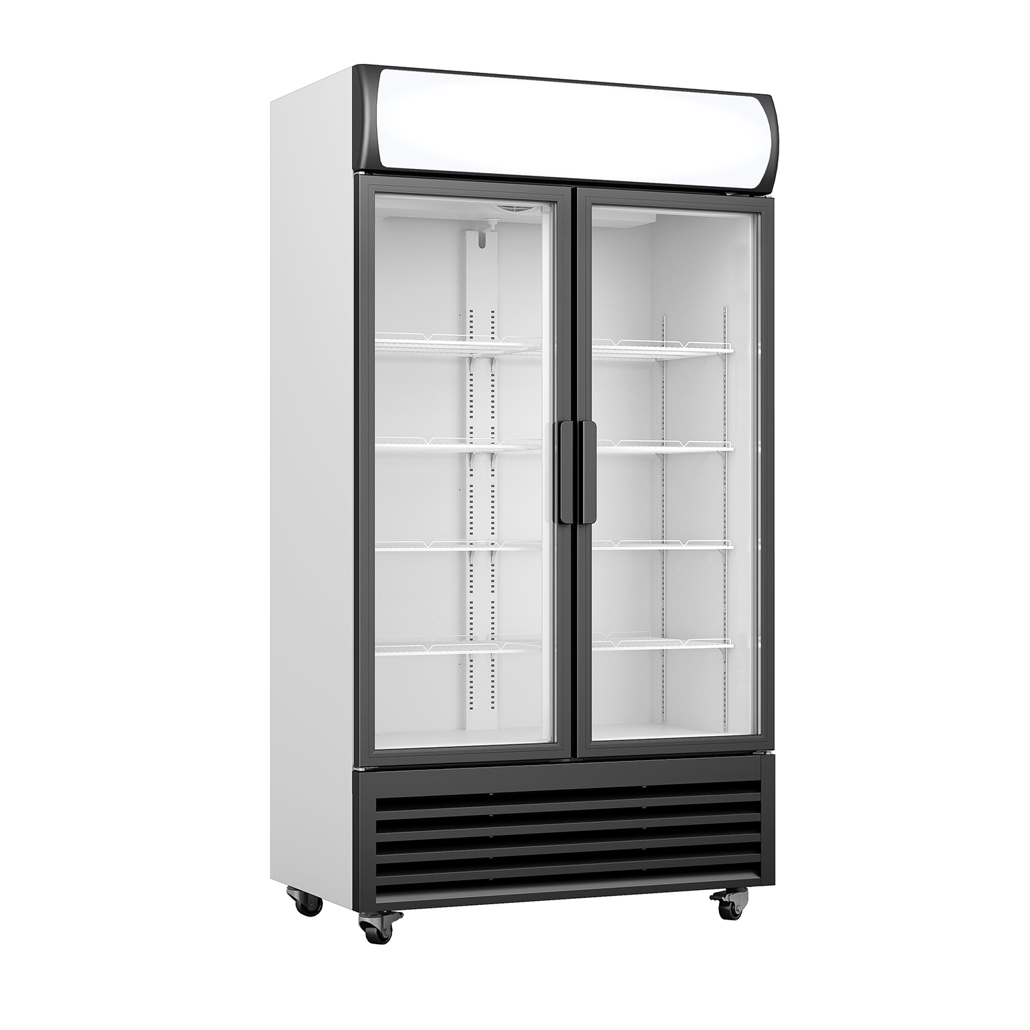 Large beverage refrigerator - double door - 4 wheels - LED - display - black/white - GCDC600