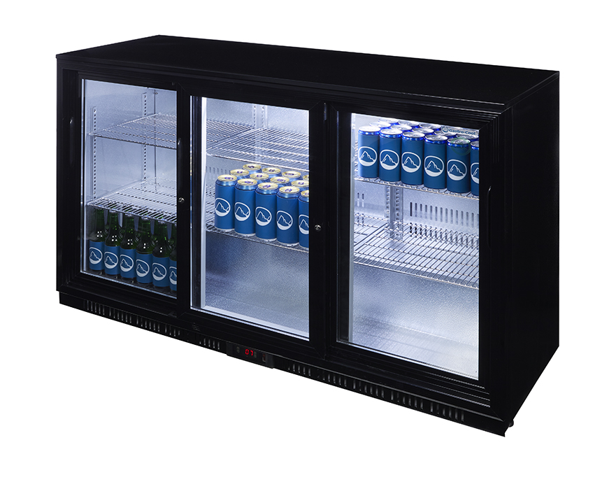 Gastro-Cool - Bottle Cooler - sliding door - self-closing - black - GCUC300 Side full