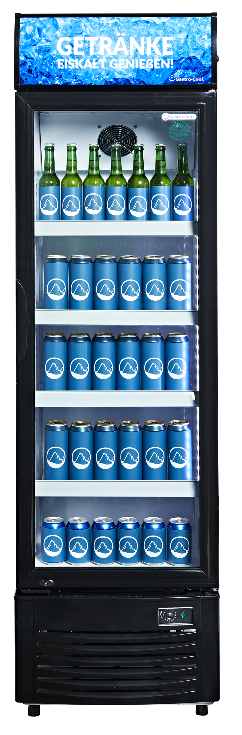 Gastro-Cool - Beverage Cooler with advertising display - DC280 - front view filled