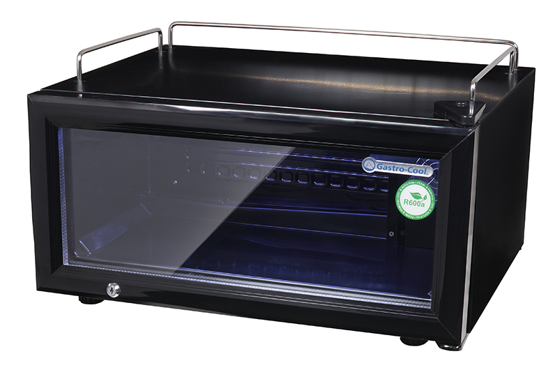 Gastro-Cool Glass Door Cooler - small and flat - counter - bar - space-saving - black - GCGD15 Side empty