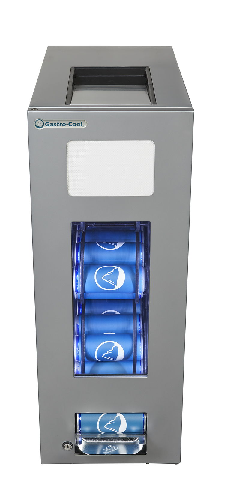 Gastro-Cool - Can Dispensing Cooler - Silver - 250 ml slim can - GCAP50-250 - front view filled