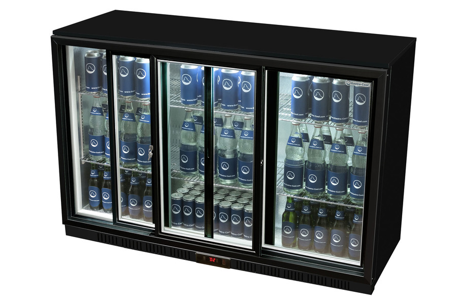 Gastro-Cool - Bottle Cooler - sliding door - self-closing - black - GCUC300 Side full