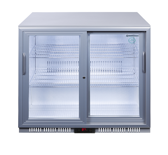 Gastro-Cool Back Bar Cooler - sliding door - silver - GCUC200 front view empty