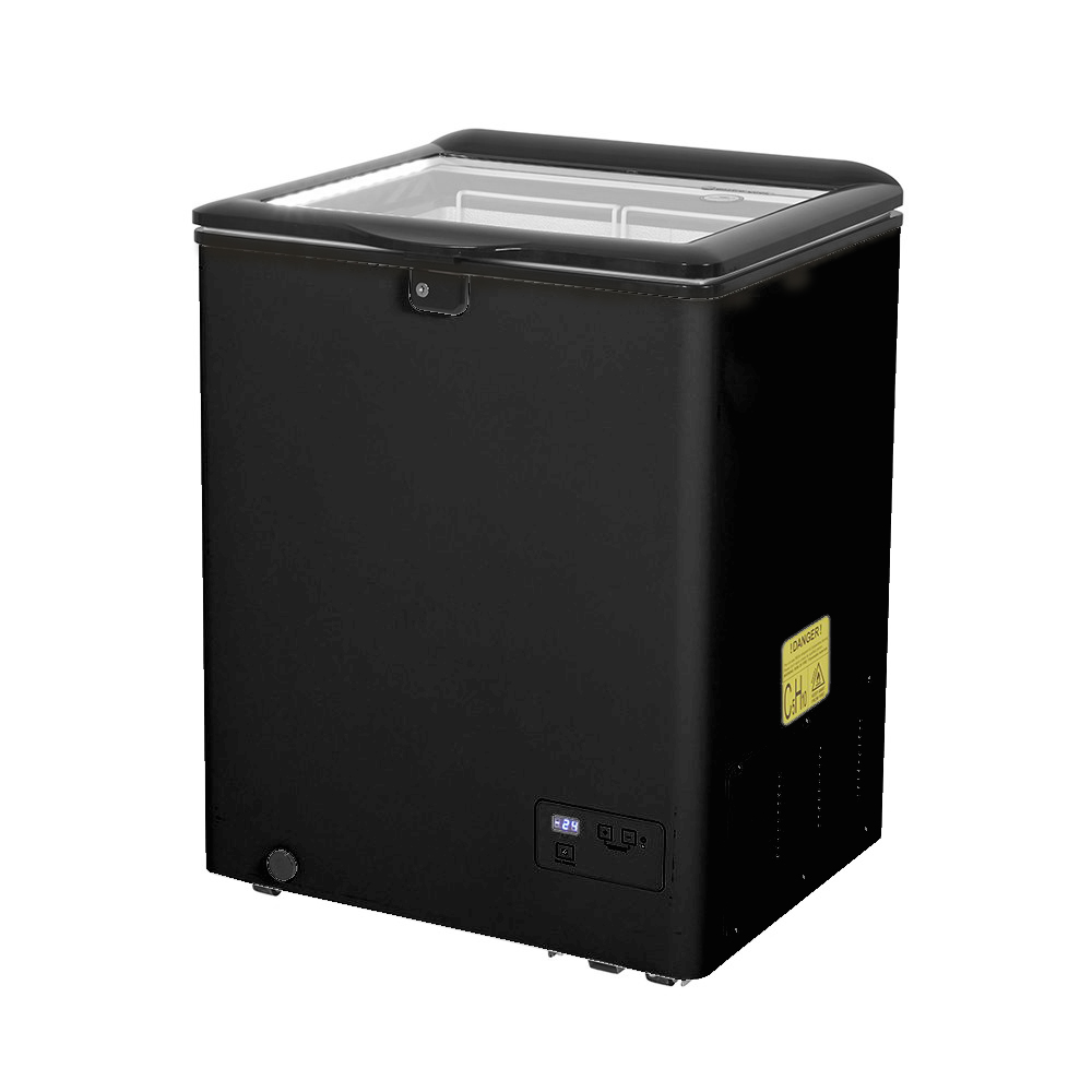 Chest Freezer with glass lid and two flexible wire baskets - black/black - GCFC100