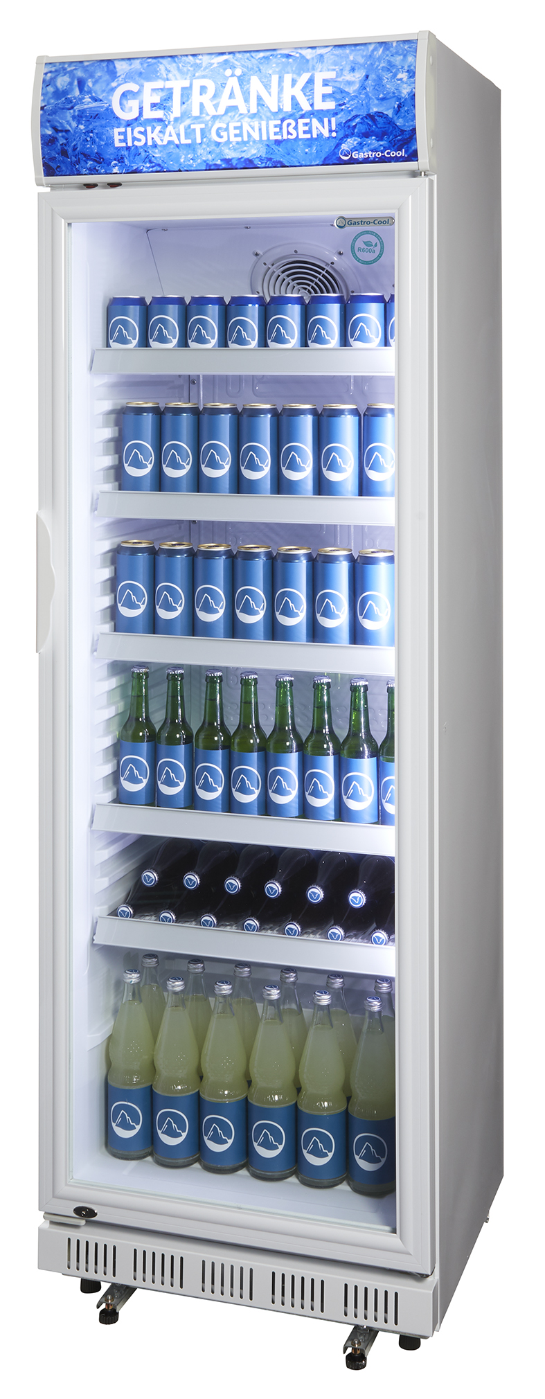 Gastro-Cool - Glass Door Cooler with advertising display - white - GCDC400 - laterally filled