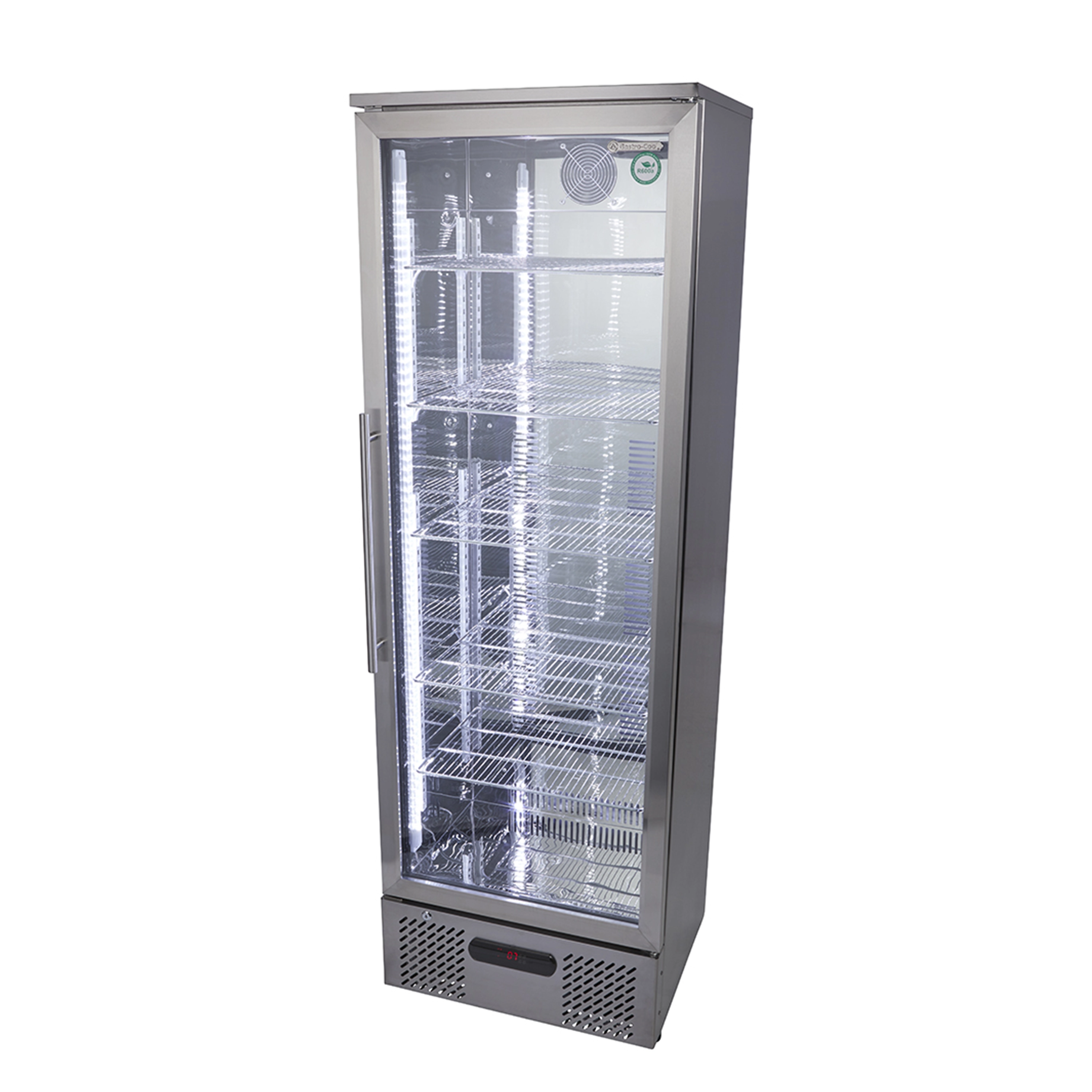 Gastro-Cool - stainless steel cooler with glass door - fan-assisted - large - GCGD300 - Sideview empty