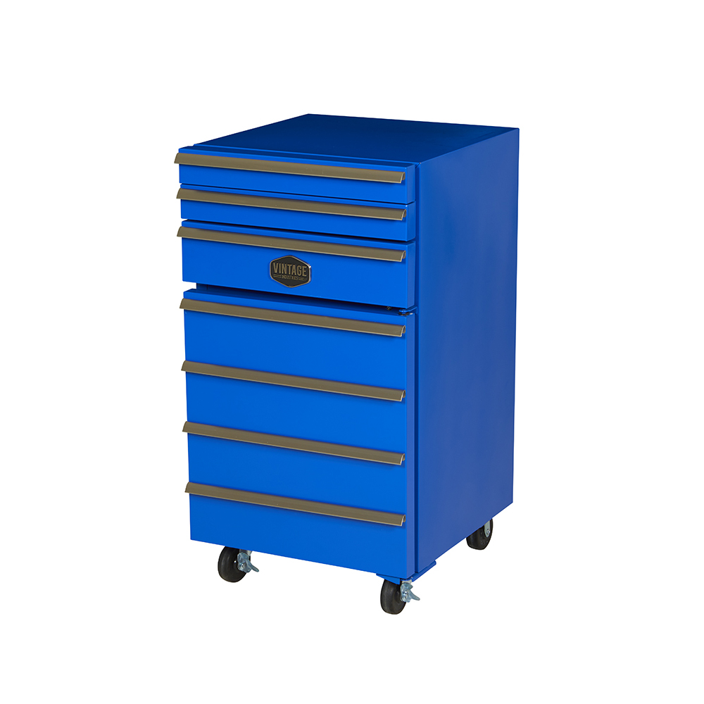 Gastro-Cool - Mobile pedestal with minibar fridge - Vintage Industries - office - 3 drawers - Blue - GCCT50