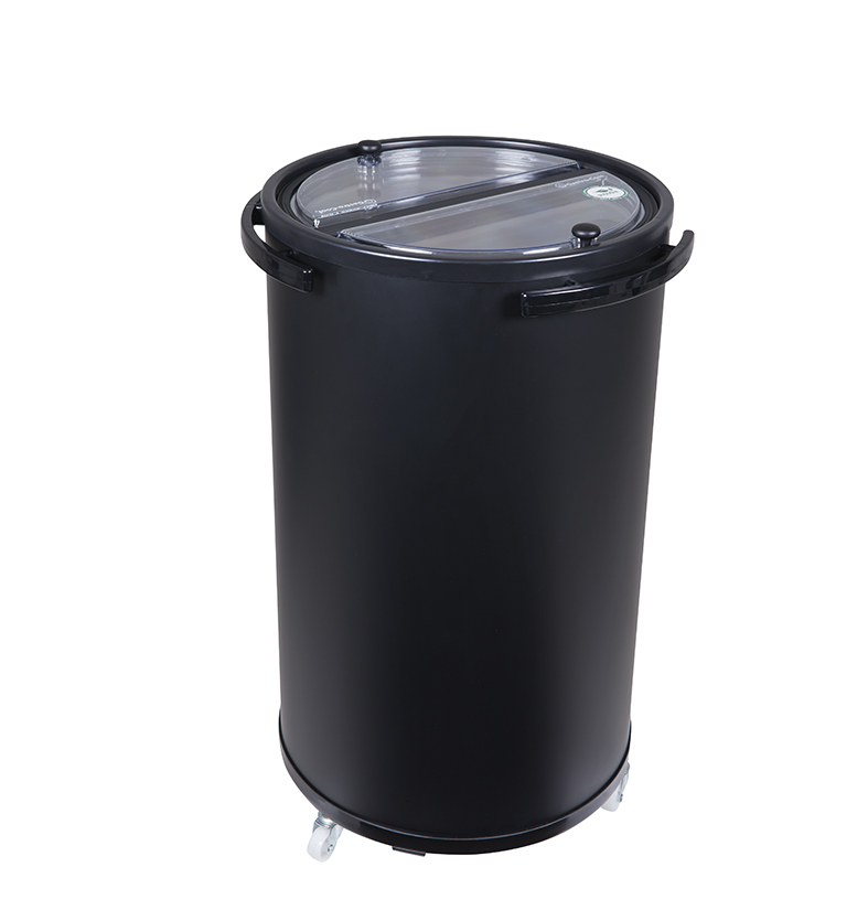 Cooler, round with wheels - display cooler - black - GCPT45 - Frontview