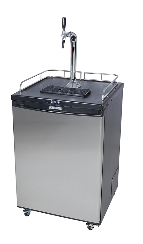 Beer Cooler - beer fridge - stainless steel front - GCBK160 - Side view with Beer tap set Cobra