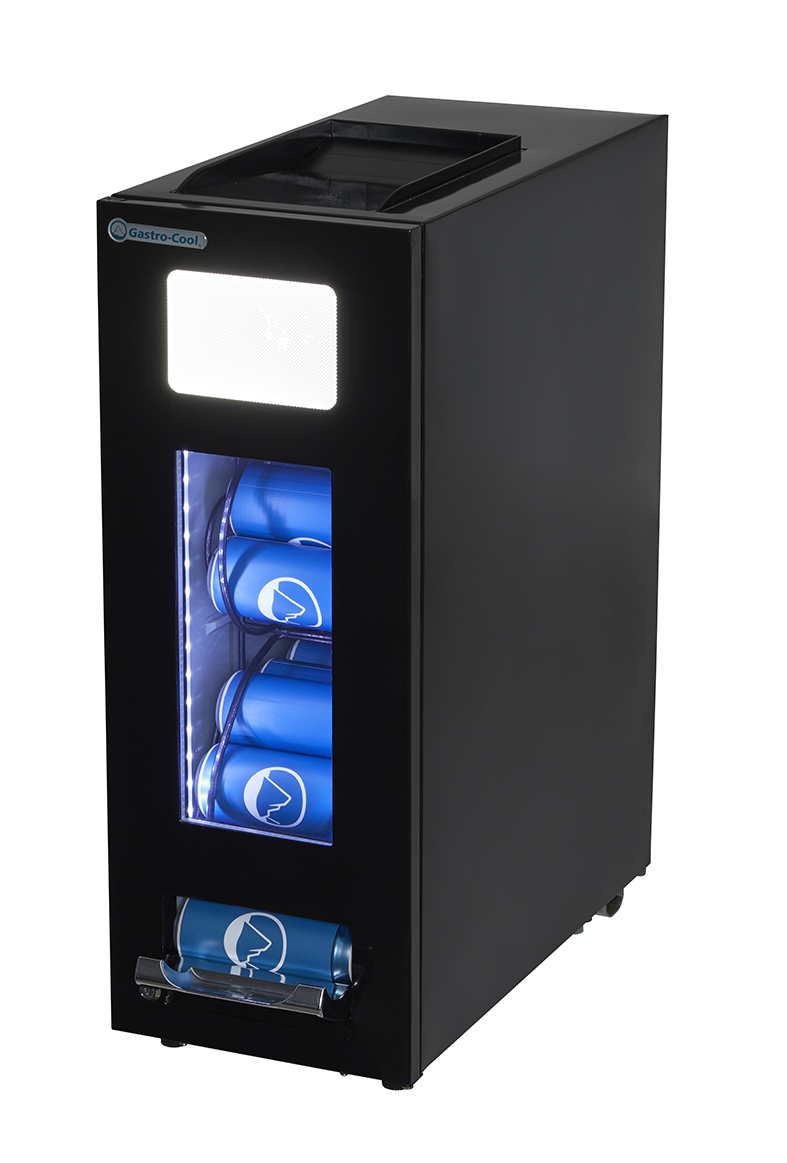 Gastro Cool - Can Dispensing Cooler - Black - 48 cans at 250 ml - GCAP50-250 - side view filled