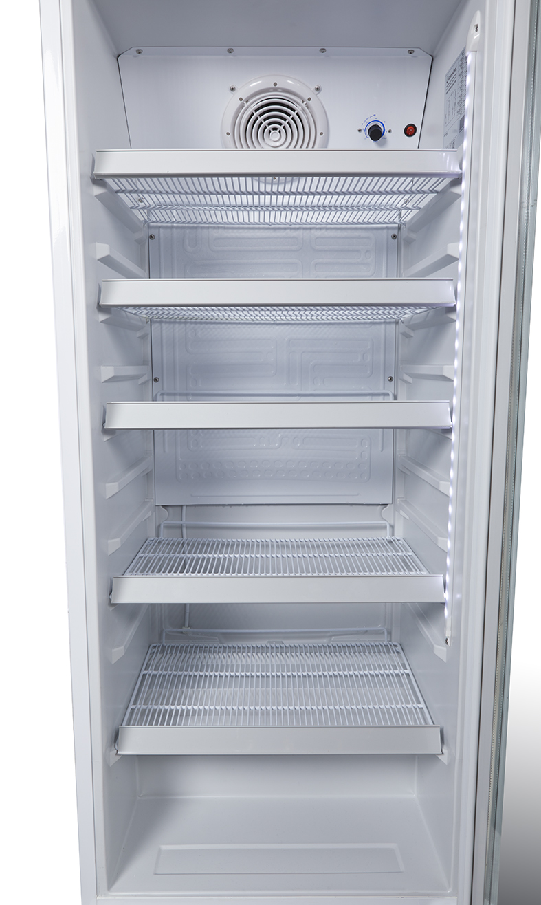 Gastro-Cool - White commercial cooler with glass door - GCGD310 - View from the inside