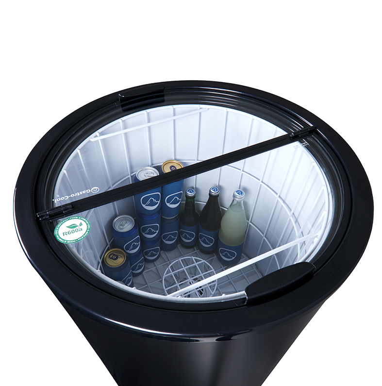 Gastro-Cool - Can Cooler for festivals and events - 4 wheels for easy moving - black - glass lid - GCPT85 - view from above filled