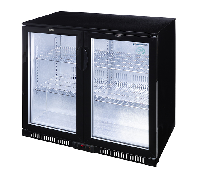 Gastro-Cool Bottle Cooler with glass door - black - hinged door - self-closing - GCUC200