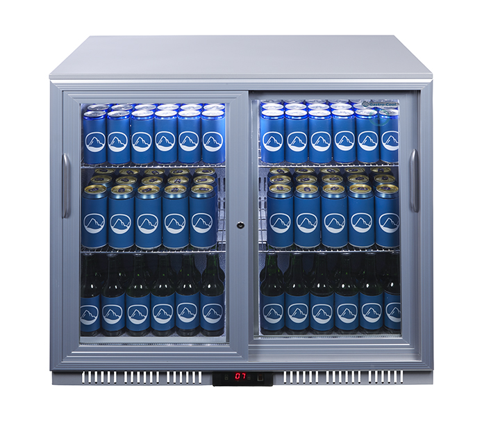 Gastro-Cool Back Bar Cooler - sliding door - silver - GCUC200 front view full