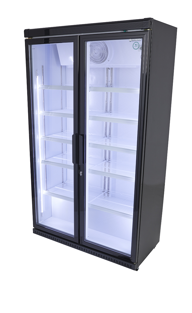 Gastro-Cool - Large Bottle Cooler, fan-assisted - kiosk - black - GCGD800 - laterally empty