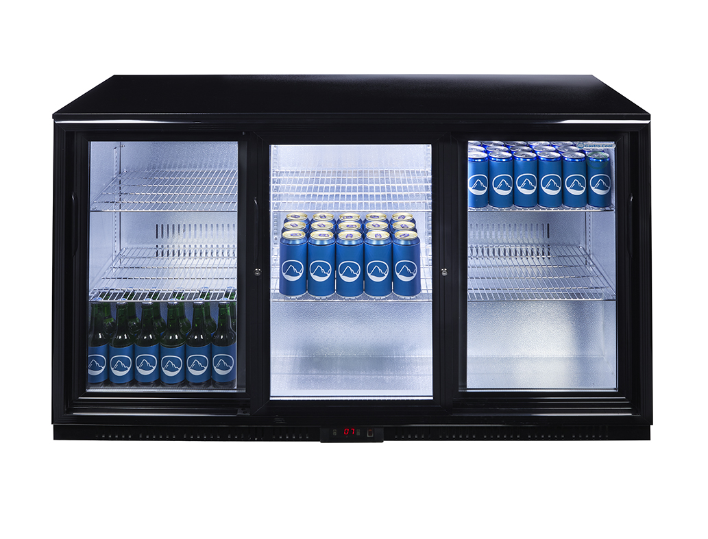 Gastro-Cool - Bottle Cooler - sliding door - self-closing - black - GCUC300 front view full