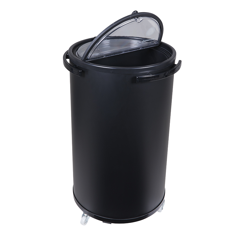 Cooler, round with wheels - display cooler - black - GCPT45 - Frontview lid open