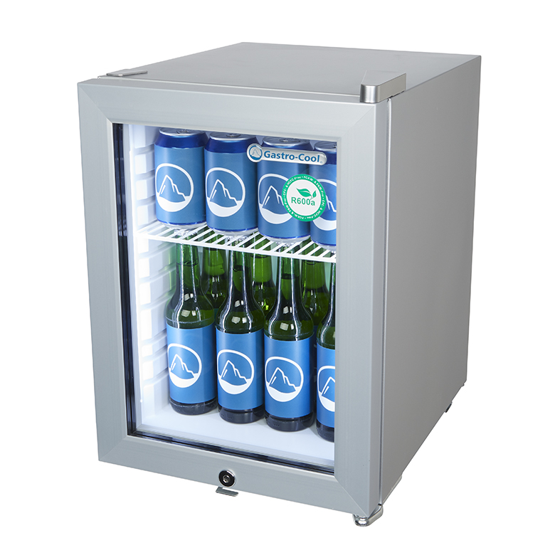 Gastro-Cool Mini cooler for petrol station or gastronomy - Mini Fridge - silver - GCKW25 Side full