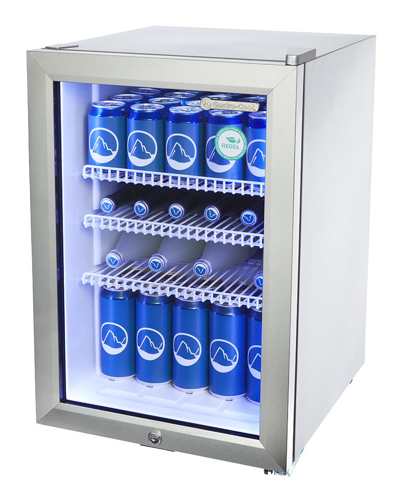 Gastro-Cool - stainless steel - mini fridge - glass door - LED interior lighting - GCKW65 - filled look