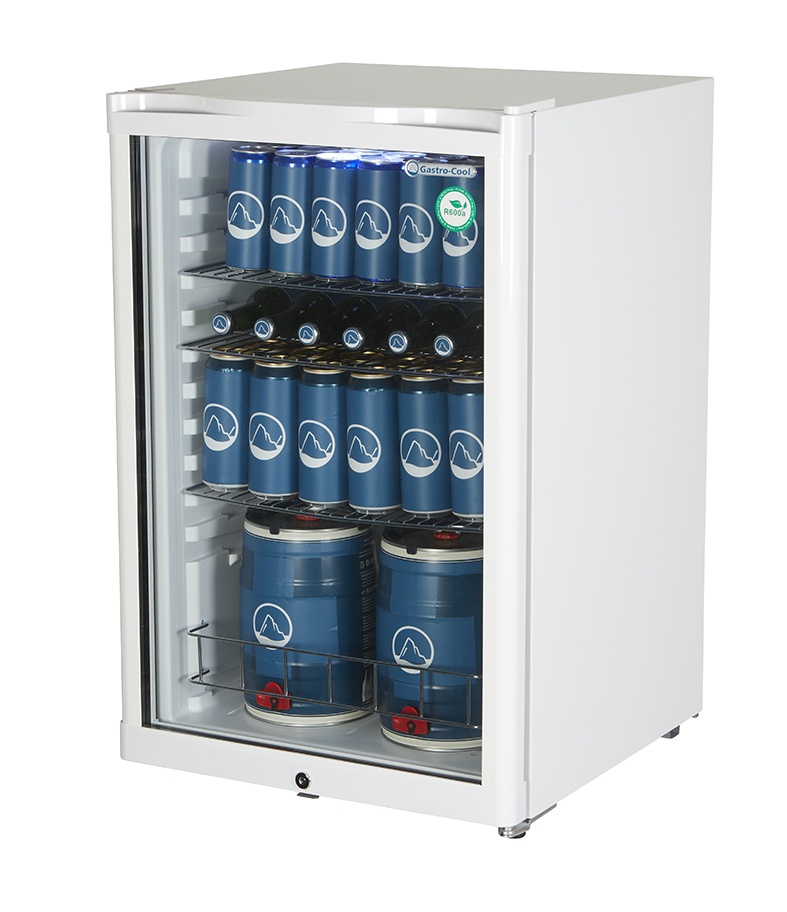 Bottle Cooler with glass door - white - GCGD155 - Sideview Stocked