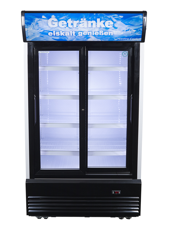 Gastro-Cool - Bottle Cooler - extra large - black - sliding door - GCDC800SD - front view empty